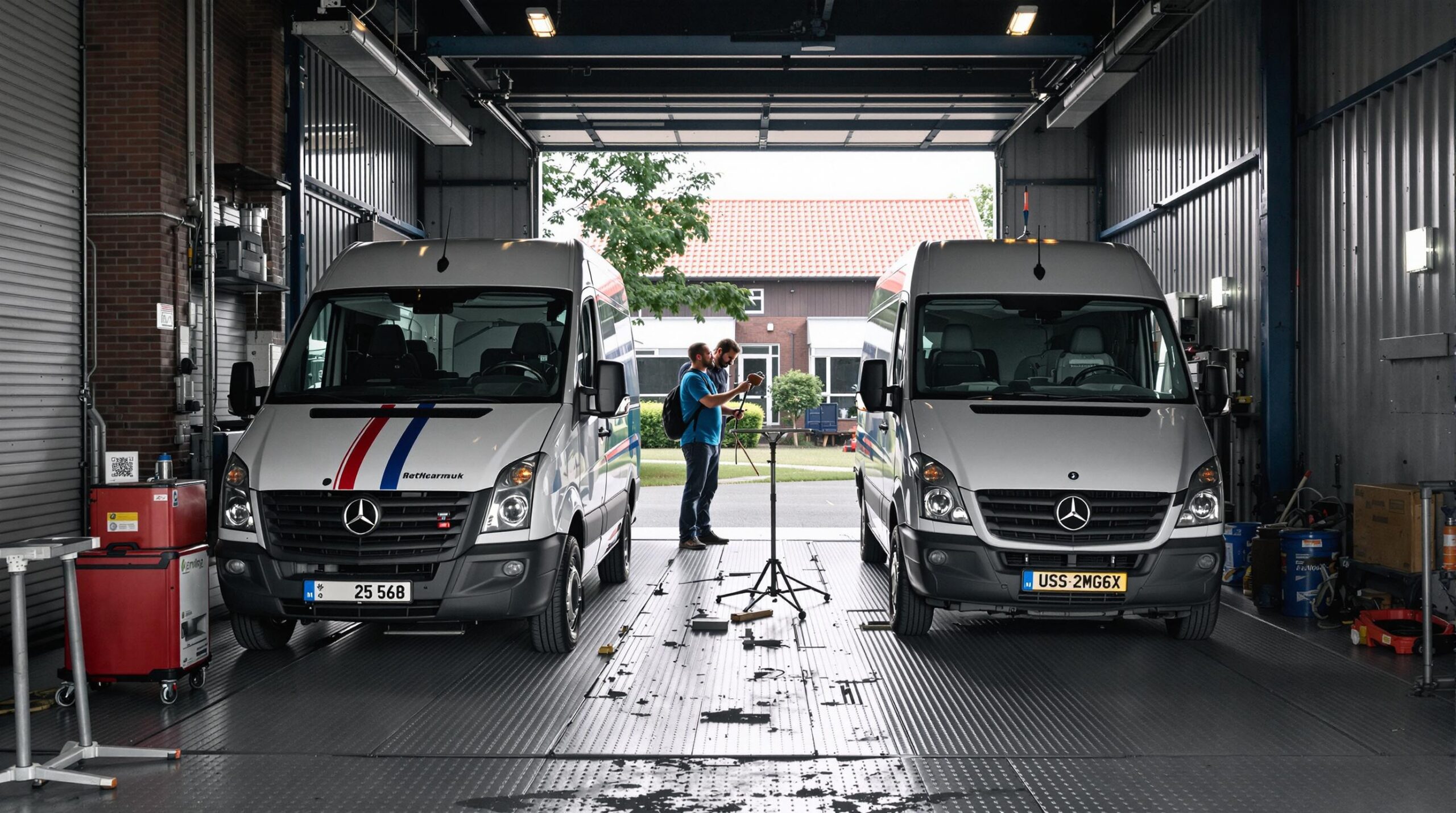 Een bestelwagen rijdt over een ruig, onverhard terrein.